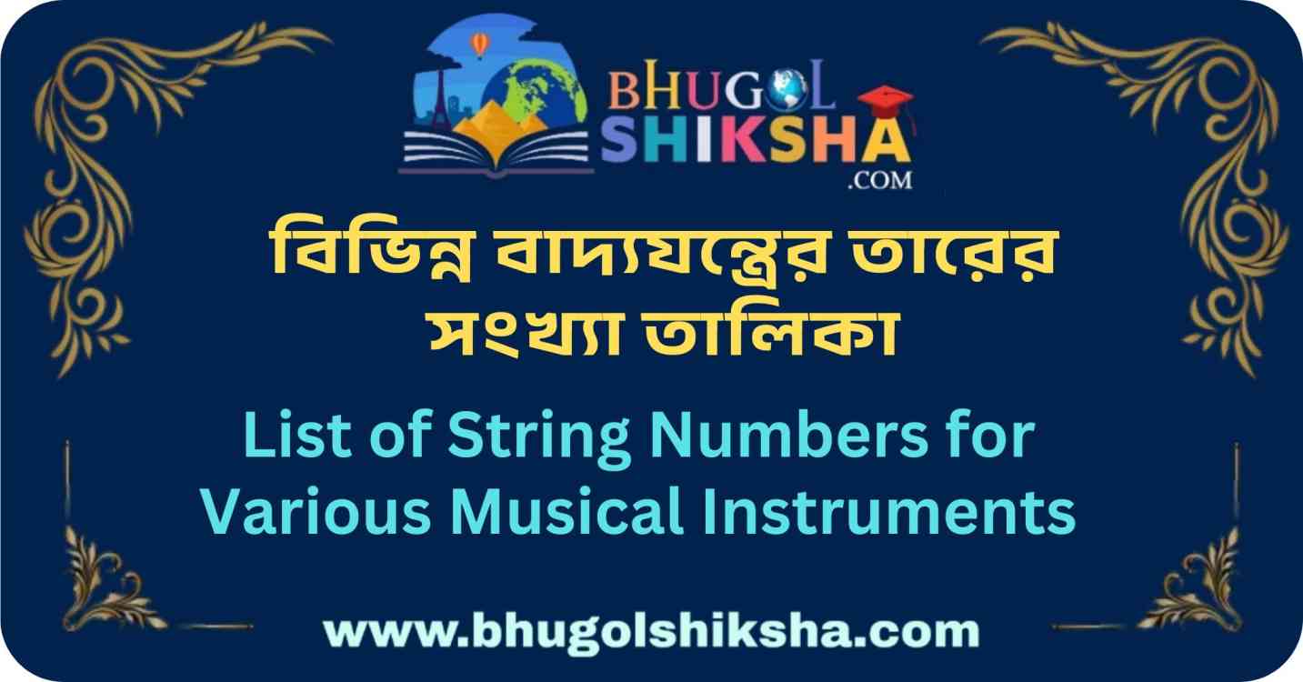 String Numbers Comouter বিভিন্ন বাদ্যযন্ত্রের তারের সংখ্যা তালিকা | List of String Numbers for ...